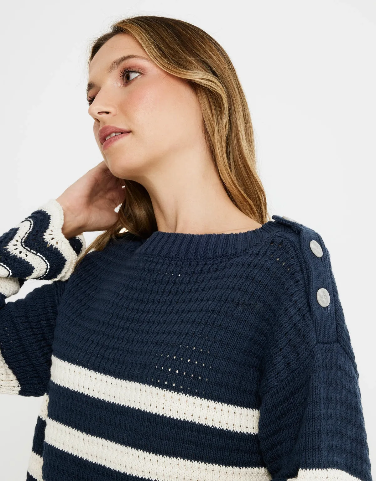 Long Sleeve Striped Pullover - Lenu