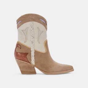 LORAL BOOTIES IN TAUPE MULTI SUEDE - re:vita