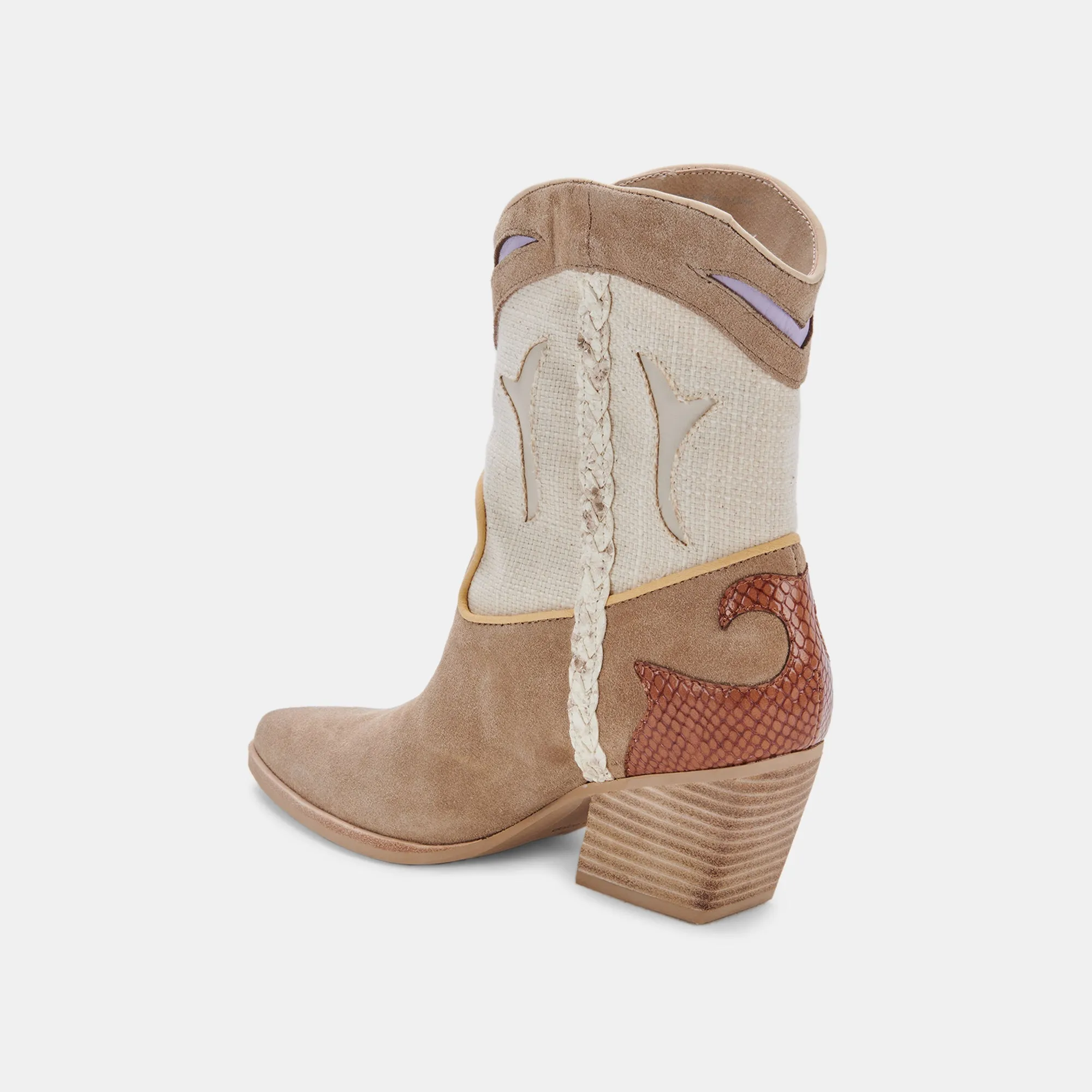 LORAL BOOTIES IN TAUPE MULTI SUEDE - re:vita