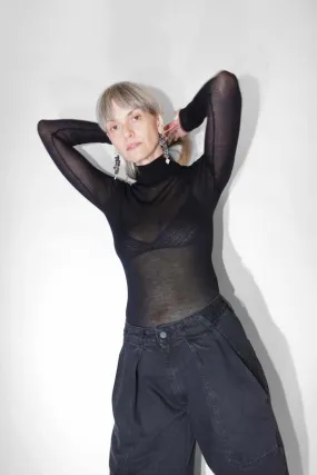 Lyra Sheer Turtleneck - Black