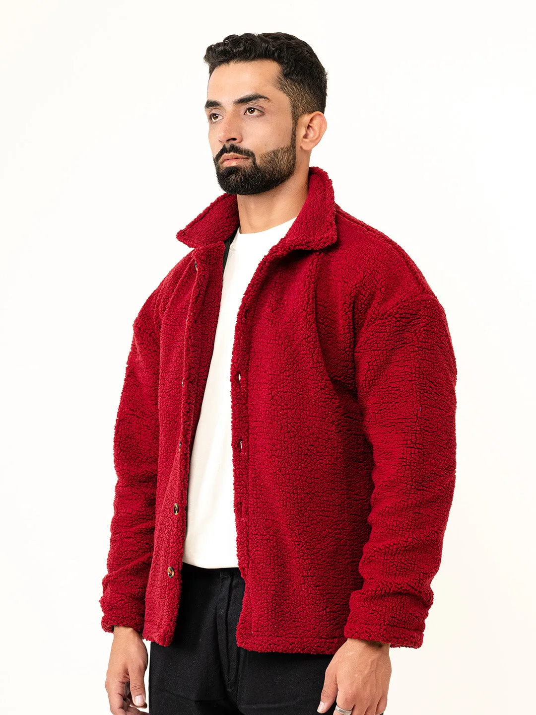 Maroon Fleece Sherpa Jacket