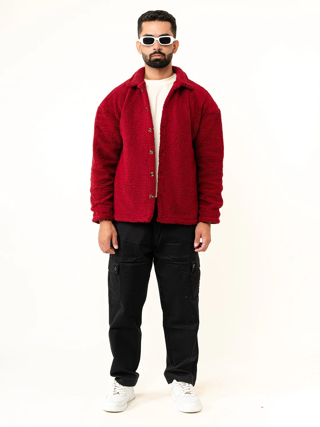 Maroon Fleece Sherpa Jacket