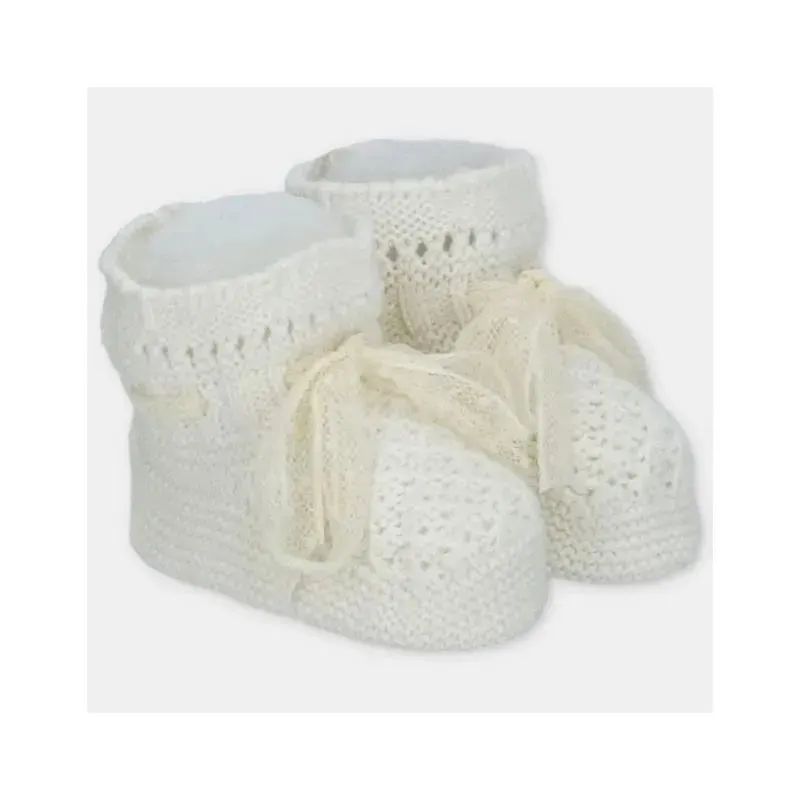 Martin Aranda - Baby Booties Knit Marfil, Pink Ciruela