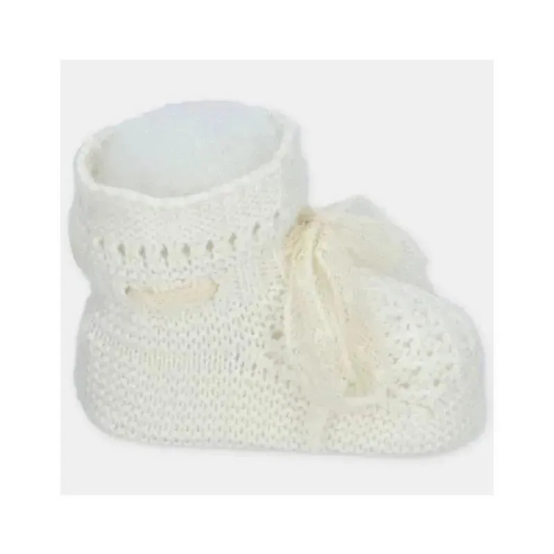 Martin Aranda - Baby Booties Knit Marfil, Pink Ciruela