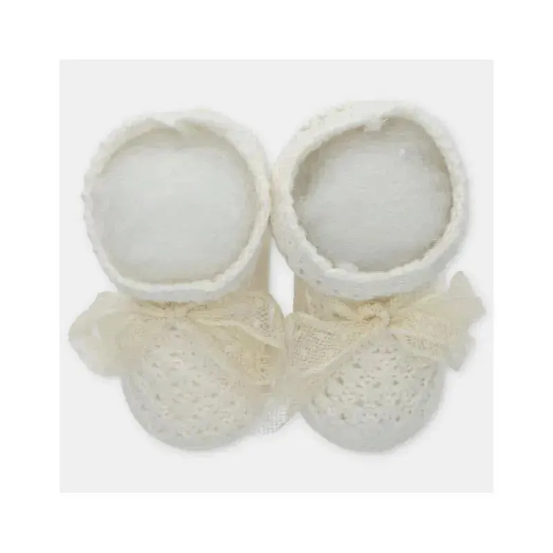 Martin Aranda - Baby Booties Knit Marfil, Pink Ciruela