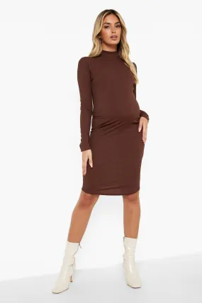 Maternity Recycled Rib Turtleneck Mini Dress