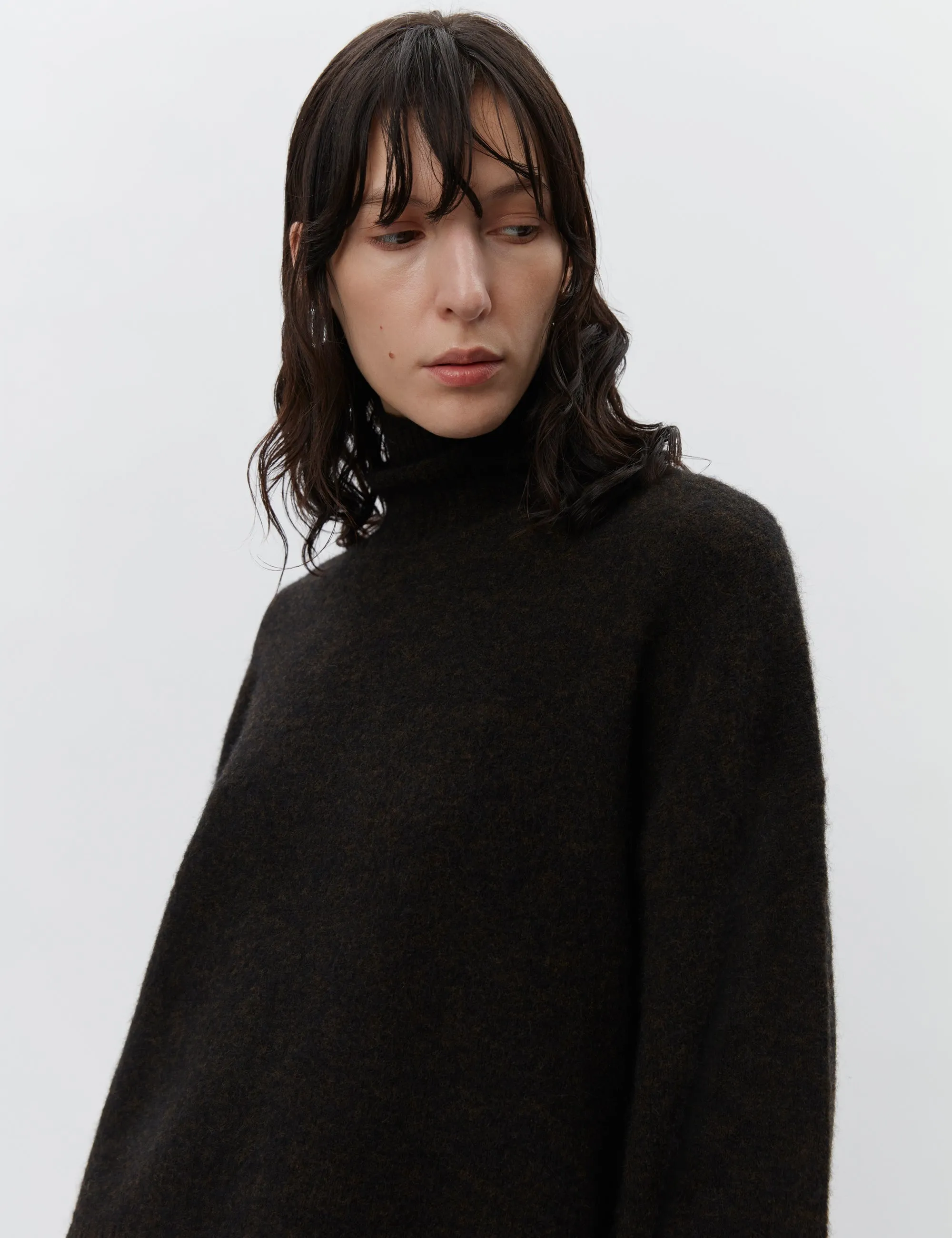 Mazy - Cozy Days Turtleneck Jumper Dark Brown Melange