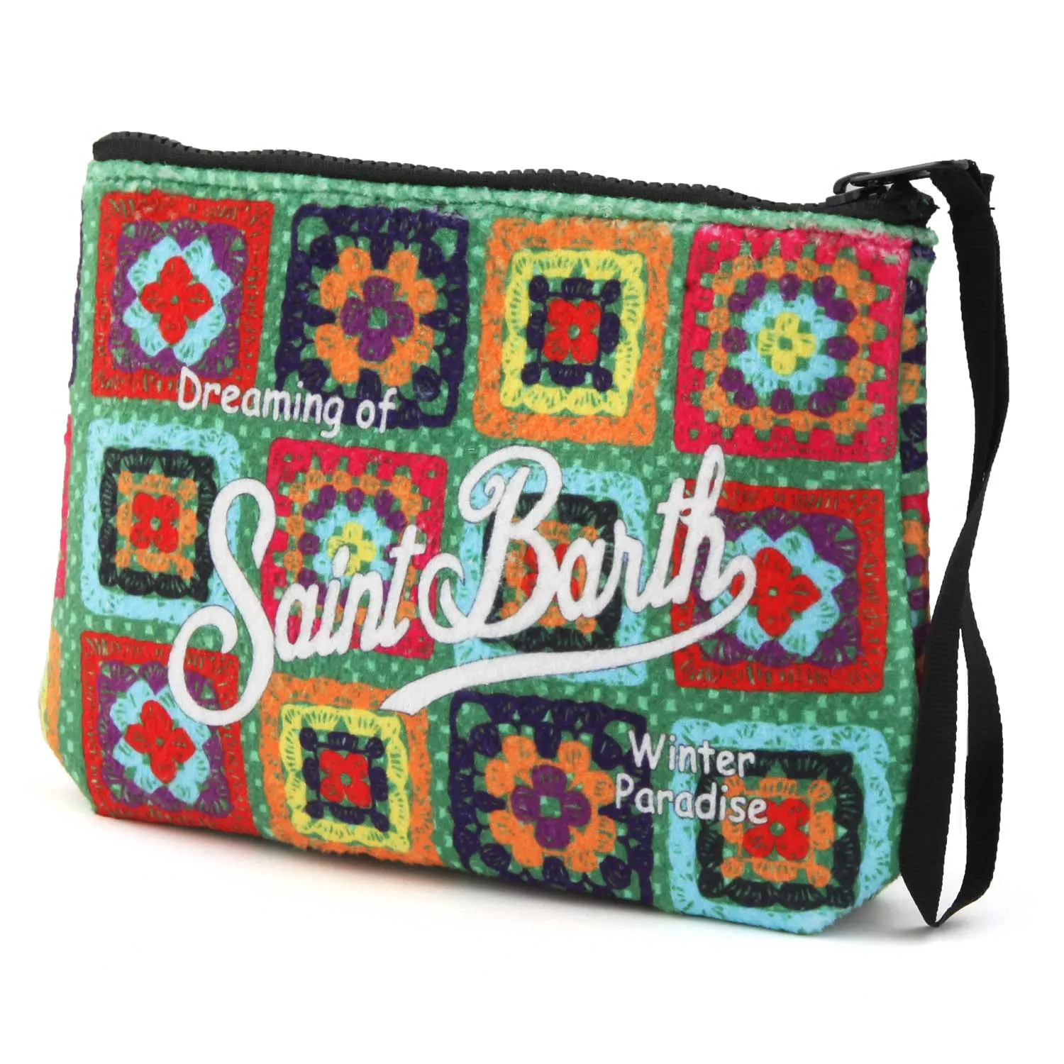 Mc2 Saint Barth Aline Clutch With Multicolor Crochet Pattern