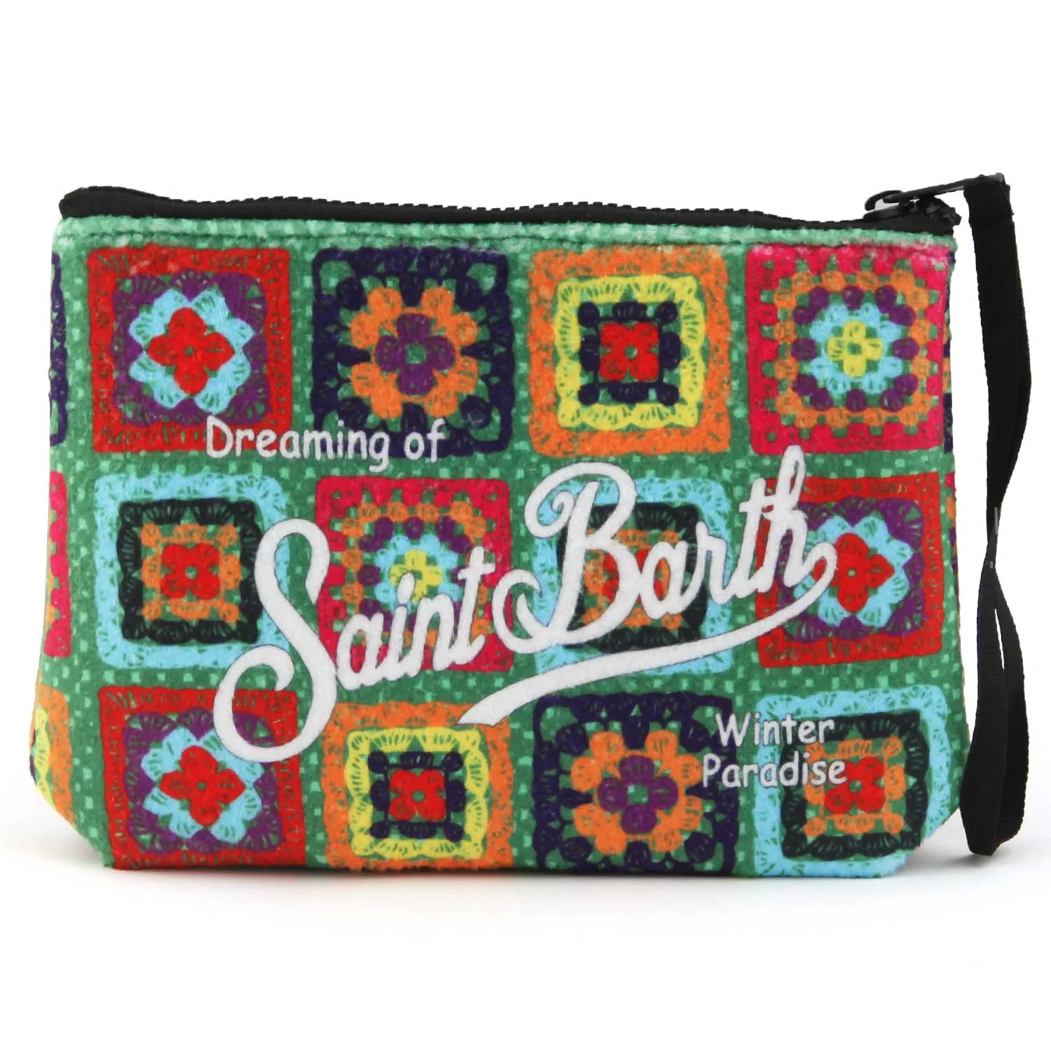 Mc2 Saint Barth Aline Clutch With Multicolor Crochet Pattern