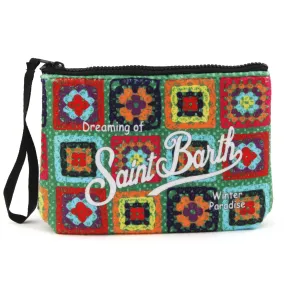 Mc2 Saint Barth Aline Clutch With Multicolor Crochet Pattern