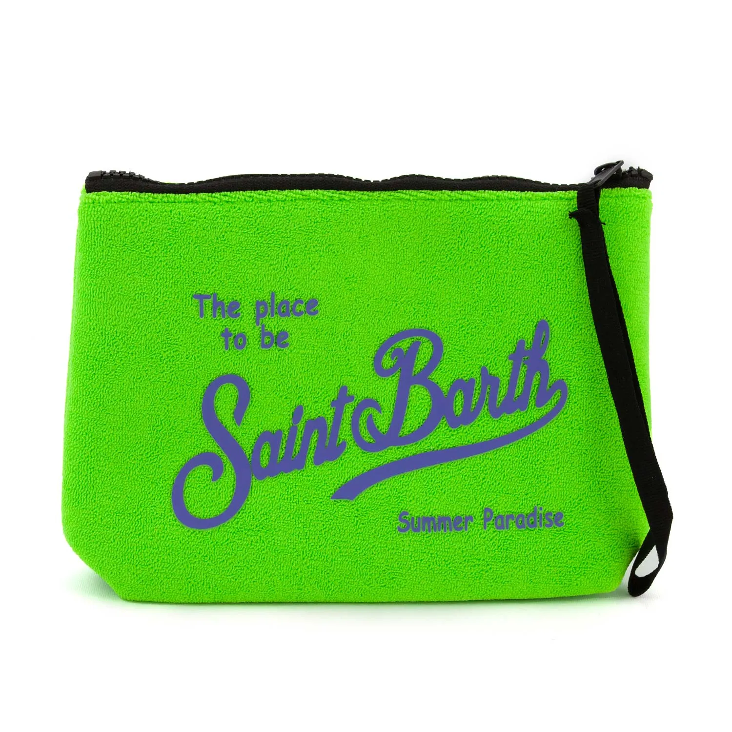 Mc2 Saint Barth Fluo Green Aline Sponge Clutch With Purple Logos