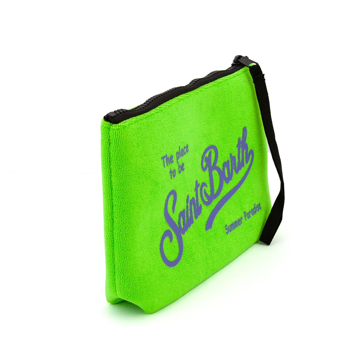 Mc2 Saint Barth Fluo Green Aline Sponge Clutch With Purple Logos