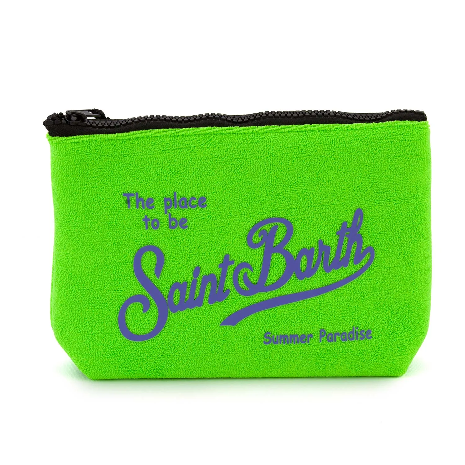 Mc2 Saint Barth Fluo Green Aline Sponge Clutch With Purple Logos