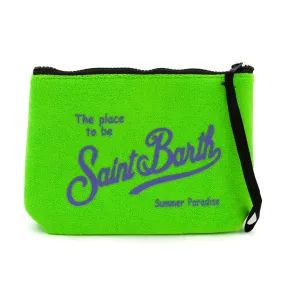 Mc2 Saint Barth Fluo Green Aline Sponge Clutch With Purple Logos