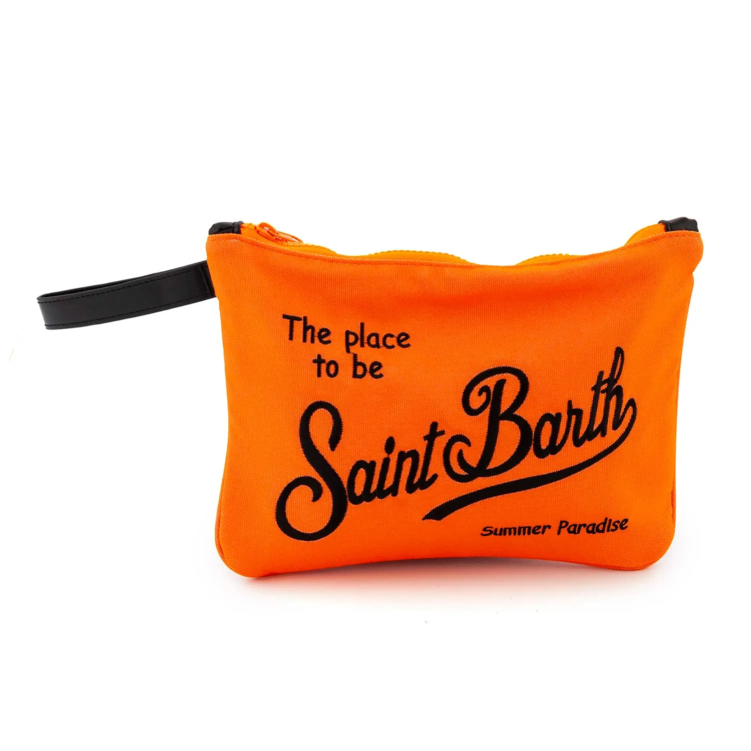 Mc2 Saint Barth Fluo Orange Parisienne Clutch With Black Logos