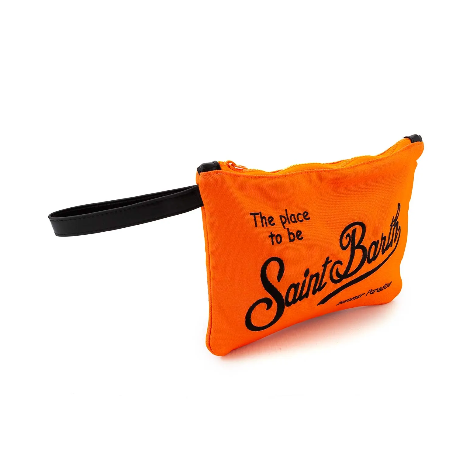 Mc2 Saint Barth Fluo Orange Parisienne Clutch With Black Logos