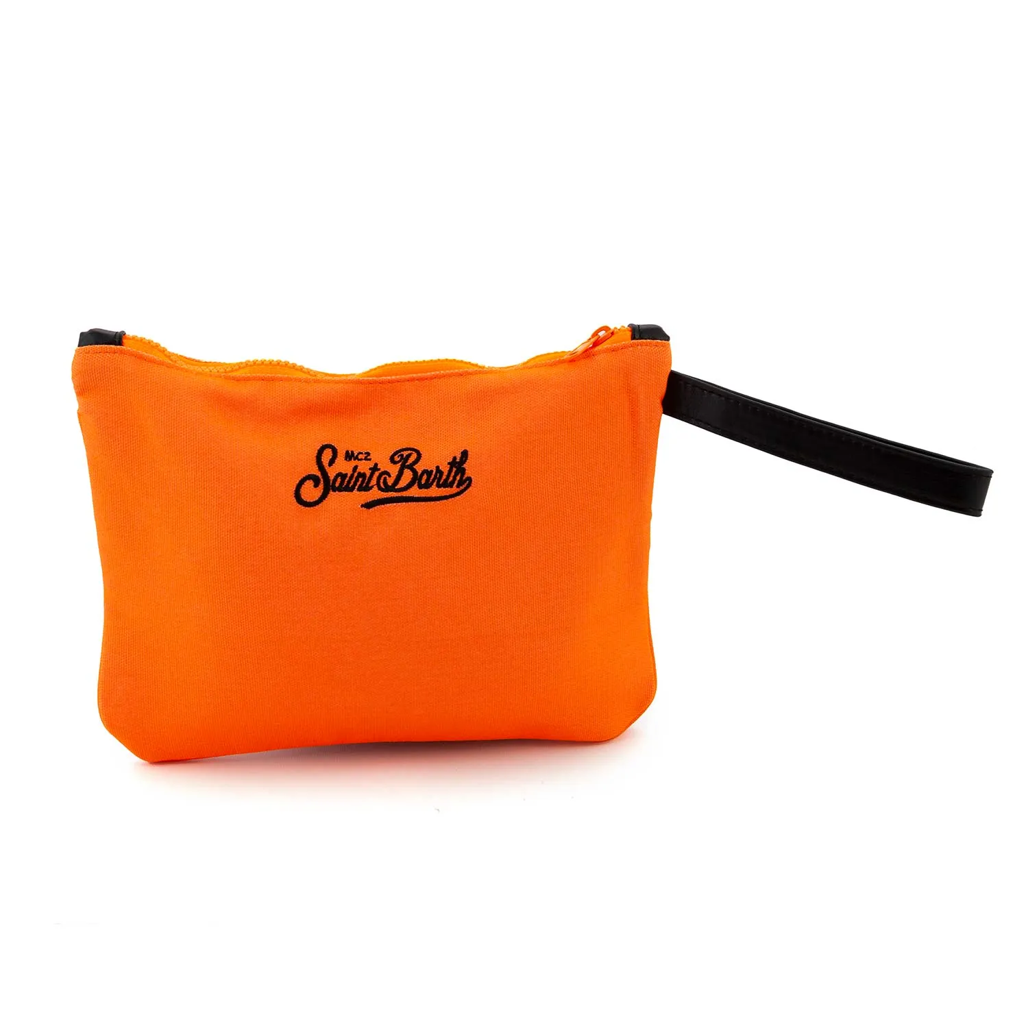 Mc2 Saint Barth Fluo Orange Parisienne Clutch With Black Logos