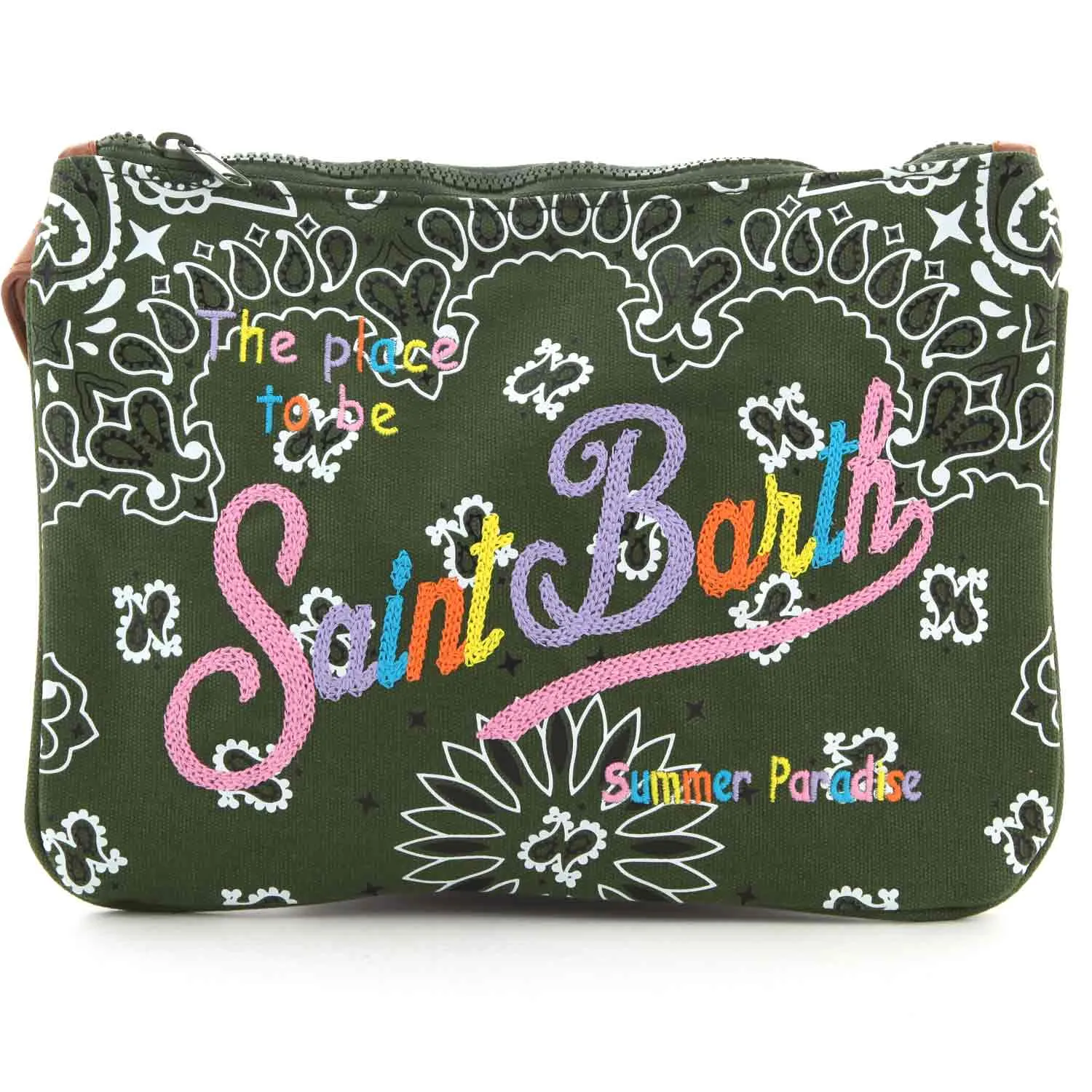 Mc2 Saint Barth Green Parisienne Clutch With Bandana Print