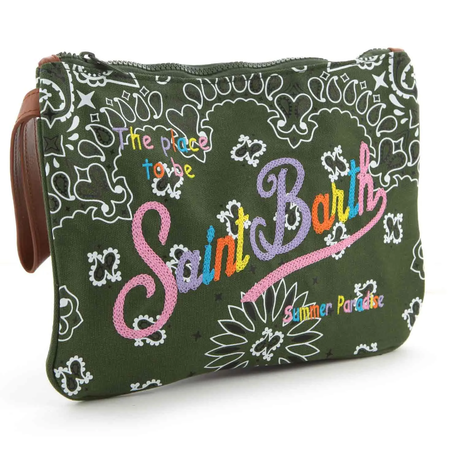 Mc2 Saint Barth Green Parisienne Clutch With Bandana Print