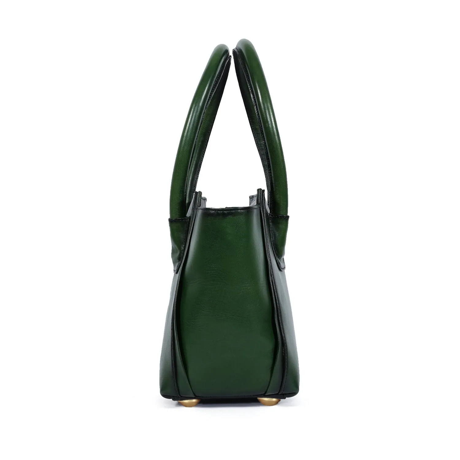 Medium Hand Bag/Satchel Bag For Women in Green Leather