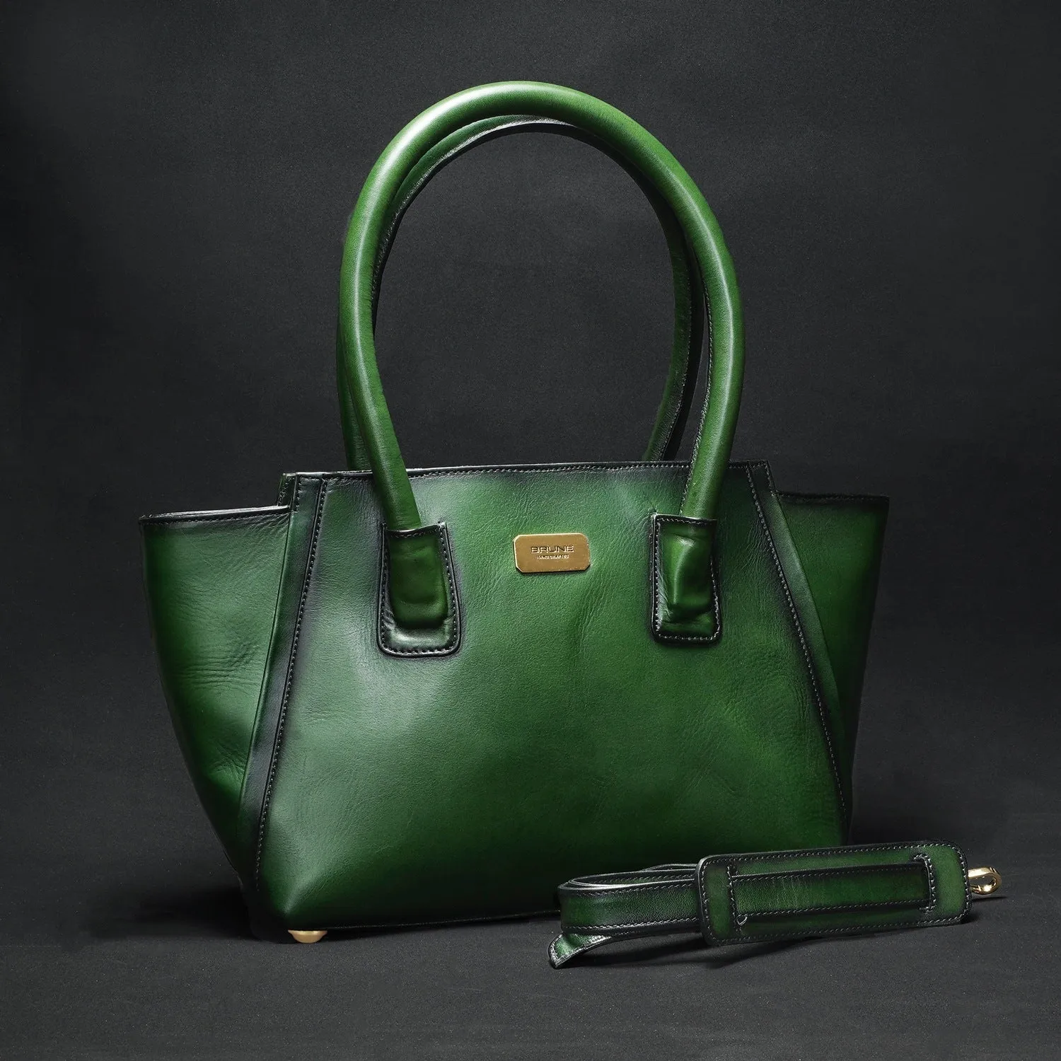 Medium Hand Bag/Satchel Bag For Women in Green Leather