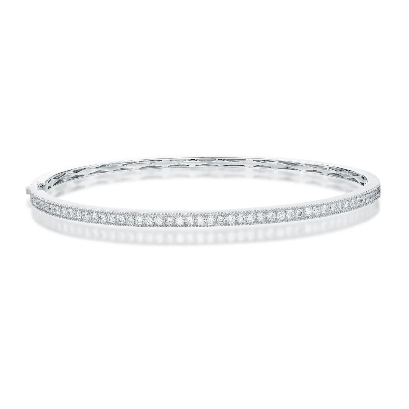 Memoire 18k White Gold Milgrain Diamond Bangle