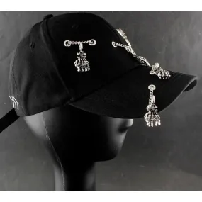 Men's Hip Hop Punk Metal Chain Skull Adjustable Biker Baseball Cap