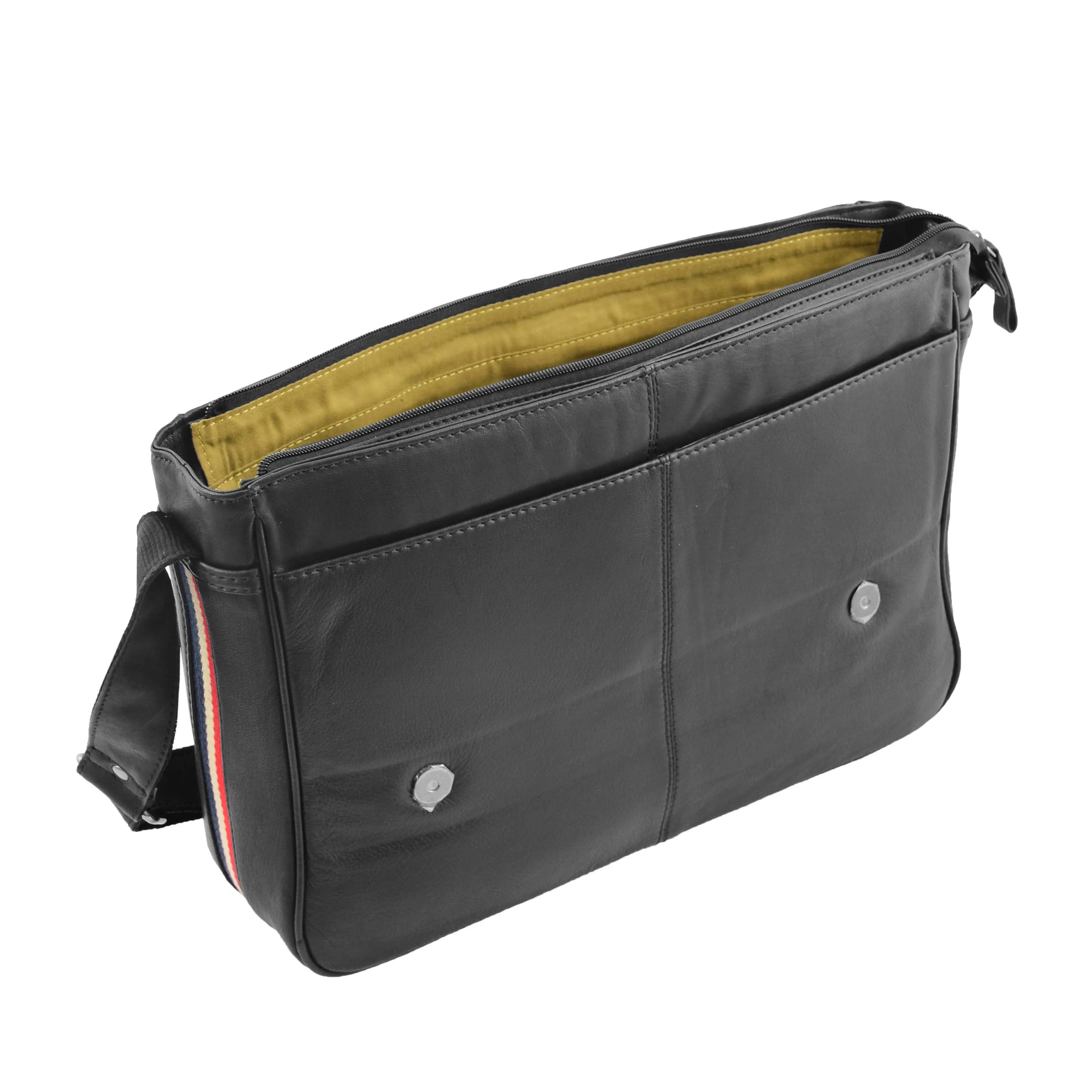 Mens Leather Flap Over Messenger Bag Cheriton Black