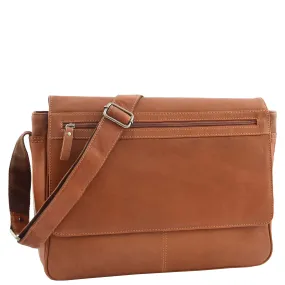 Mens Leather Flap Over Messenger Bag Cheriton Tan