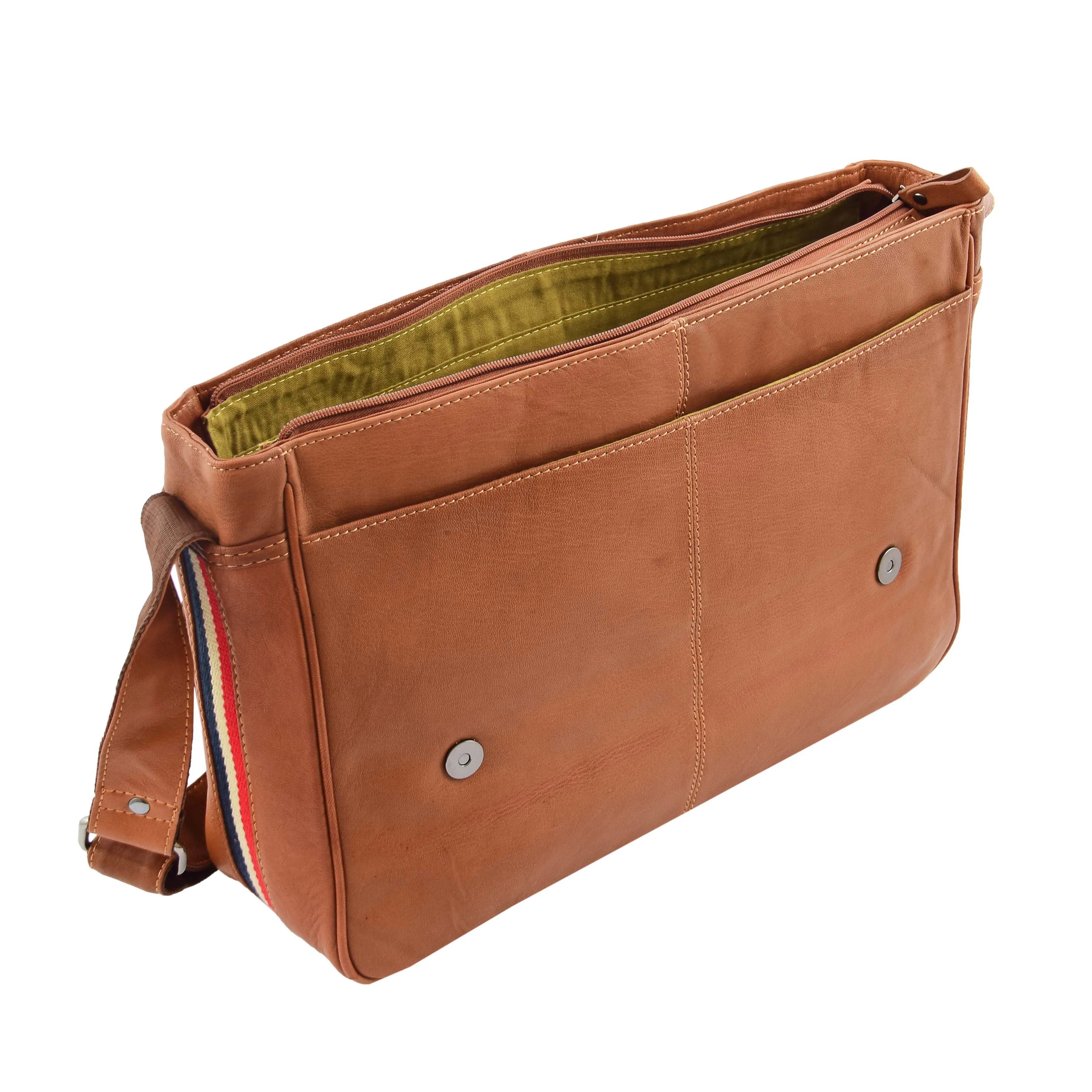 Mens Leather Flap Over Messenger Bag Cheriton Tan