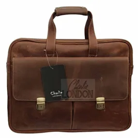 Mens Real Briefcase Satchel Shoulder Vintage Leather Laptop Bag