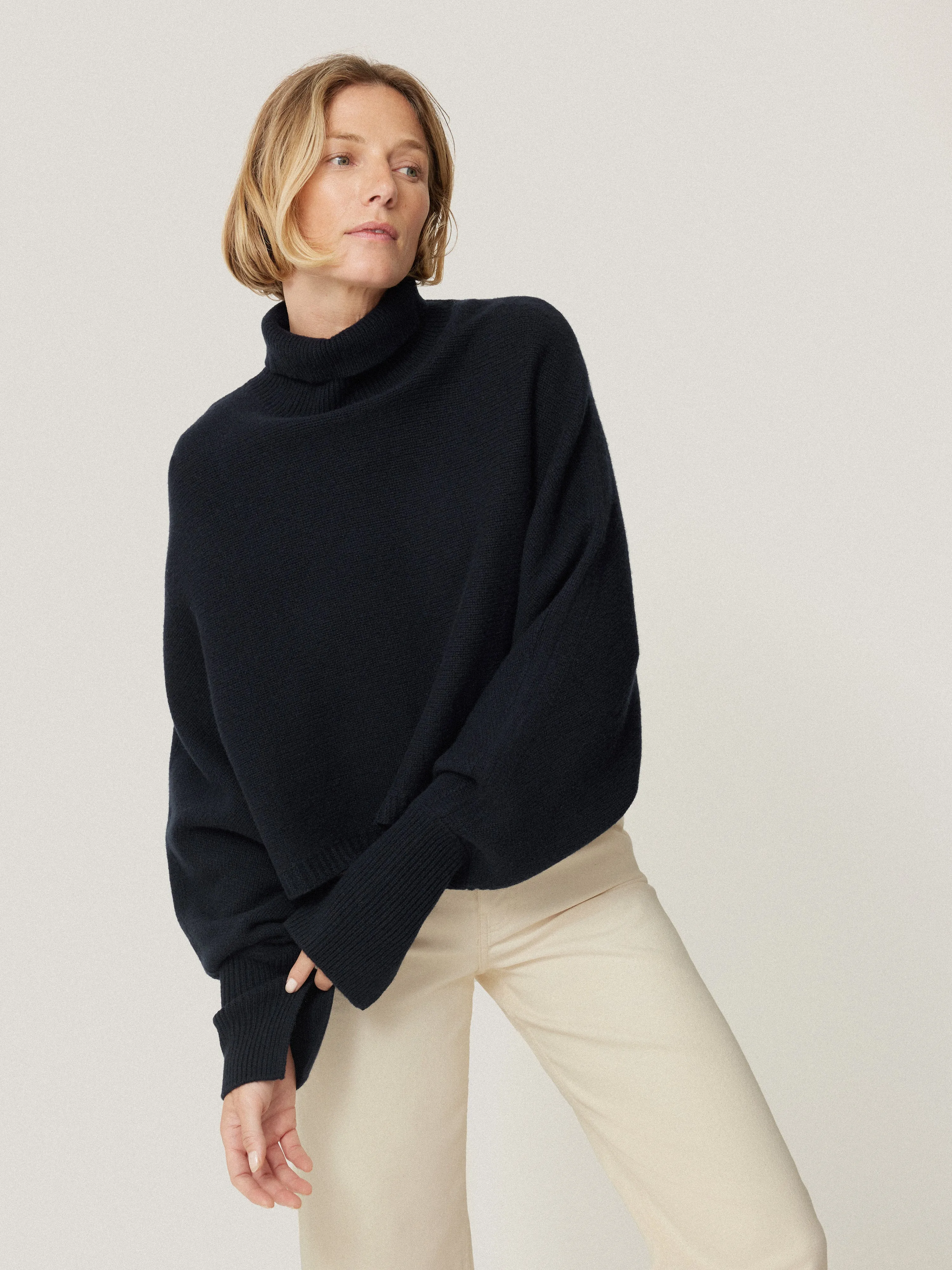 Merino Poncho Jumper | Navy