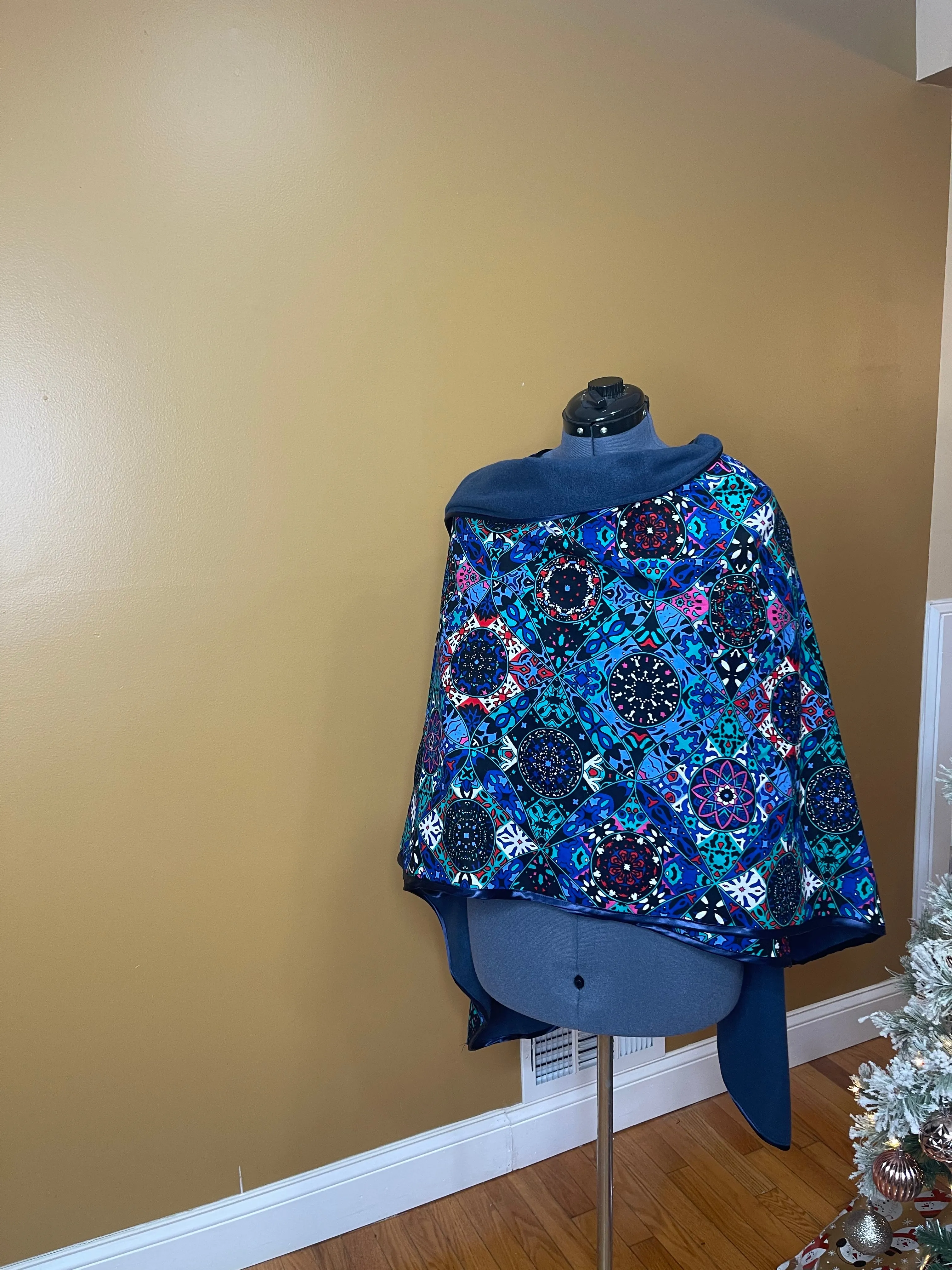 Midnight blues Print Poncho