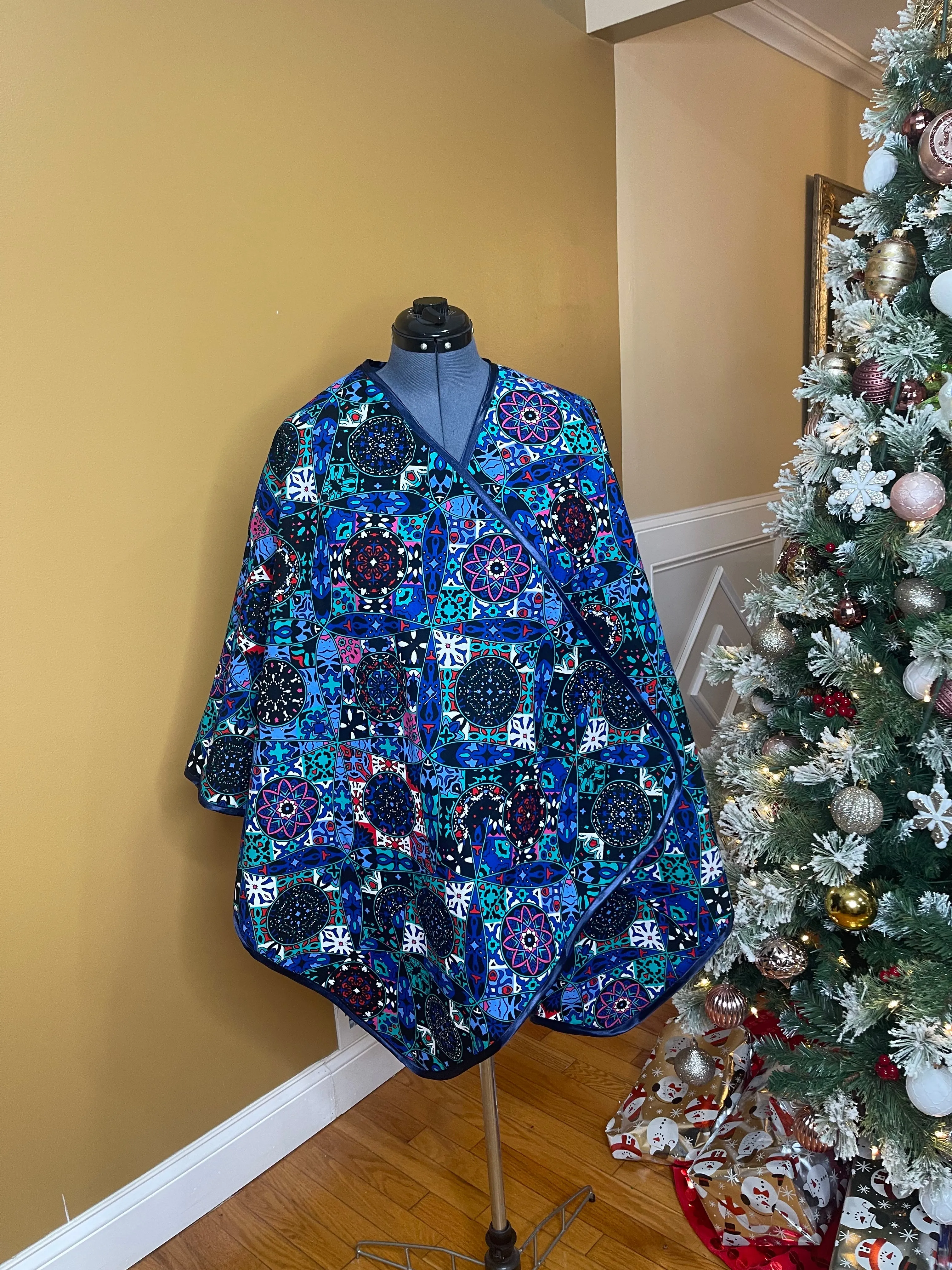 Midnight blues Print Poncho