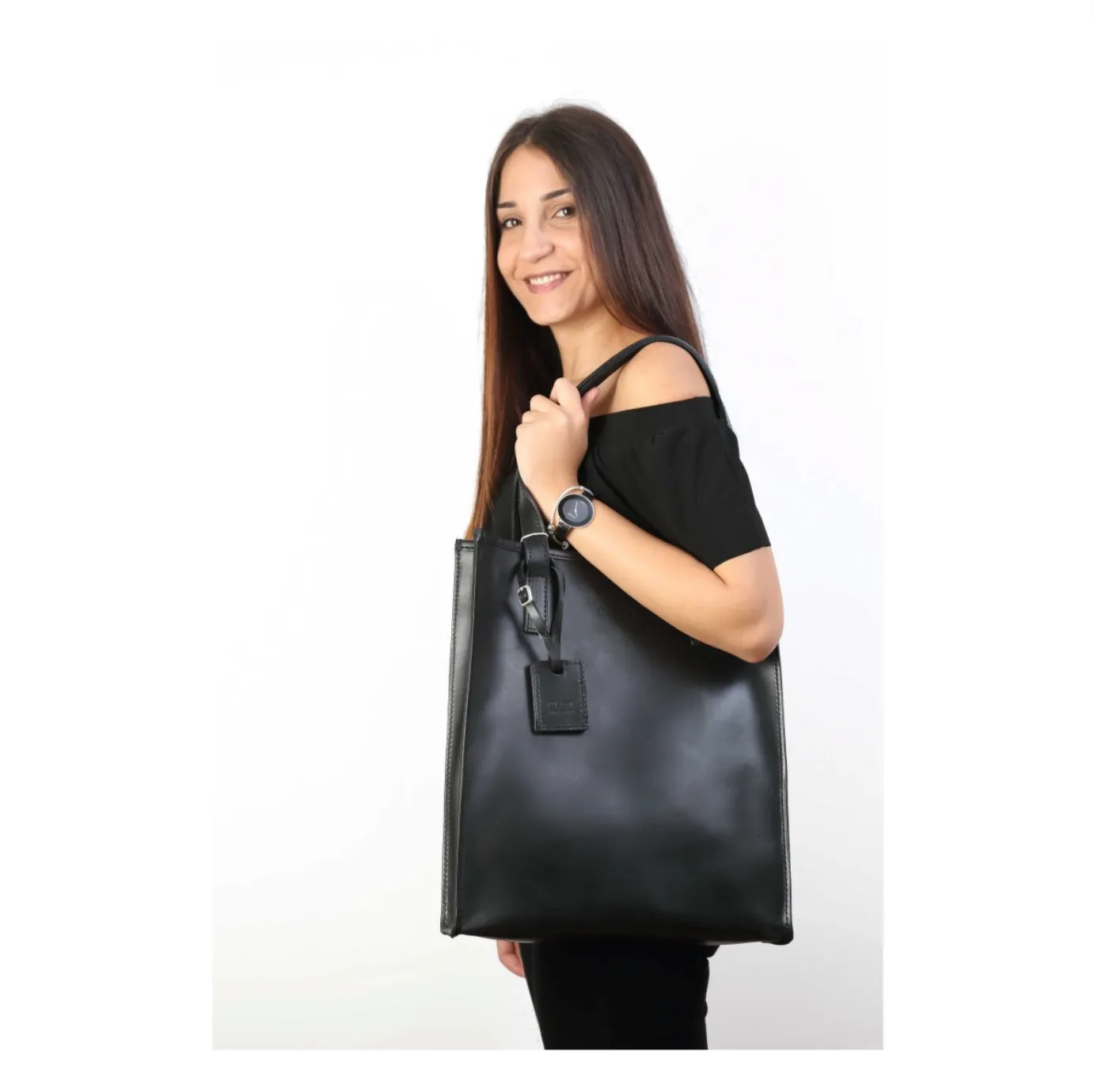 Mod 105 Tote Bag Cuoio Black