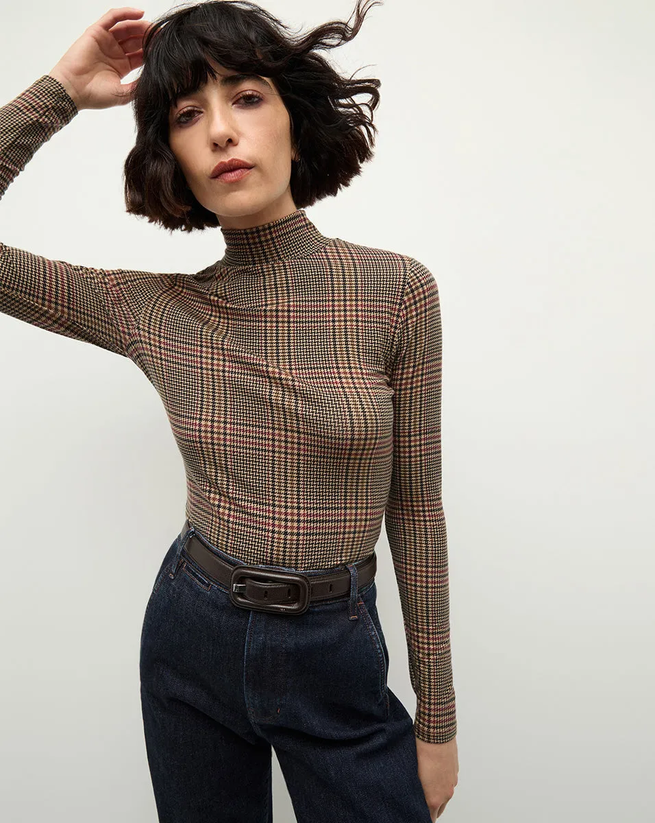 Nate Plaid Turtleneck Top