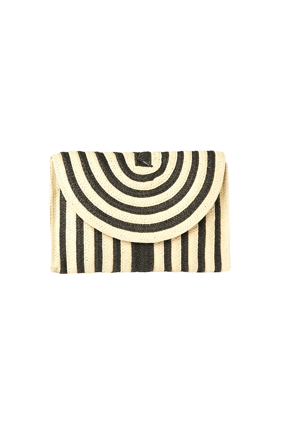 Natural with Black Stripe Woven Clutch Bag