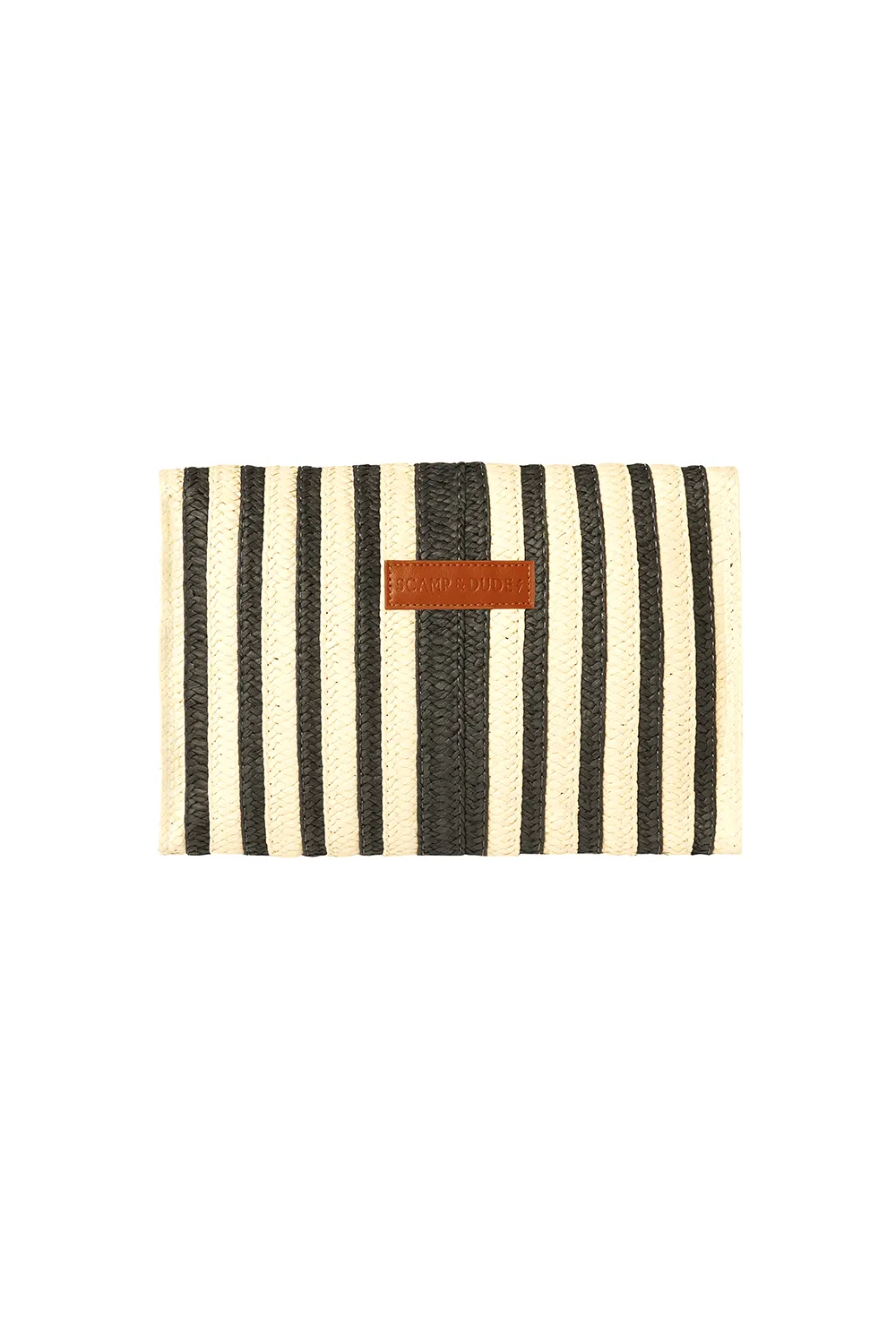 Natural with Black Stripe Woven Clutch Bag