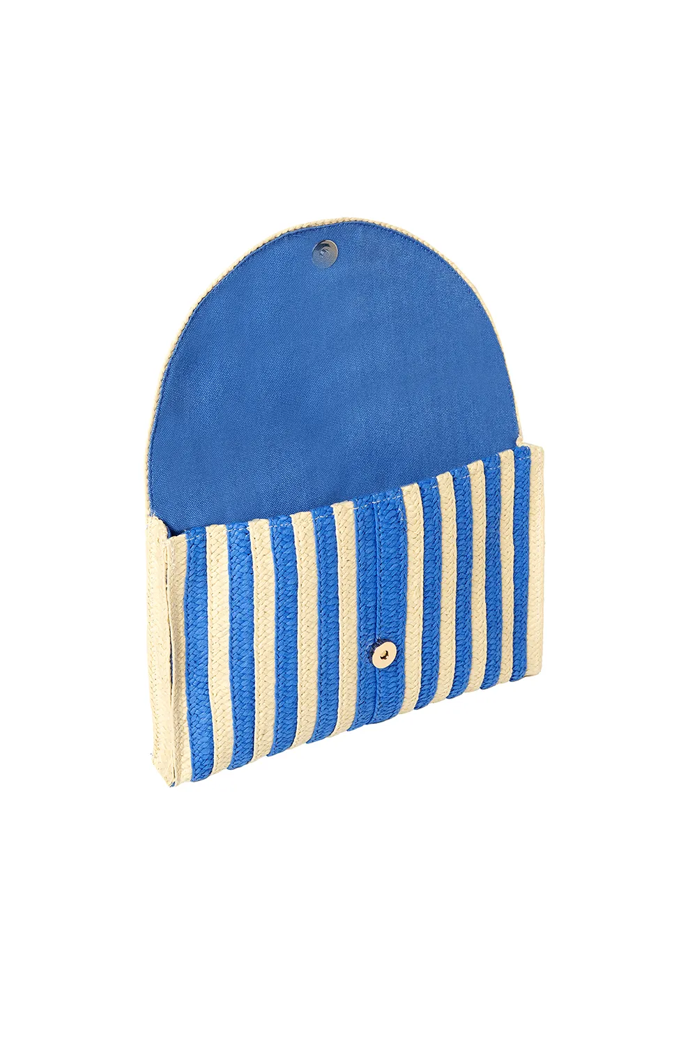 Natural with Blue Stripe Woven Clutch Bag