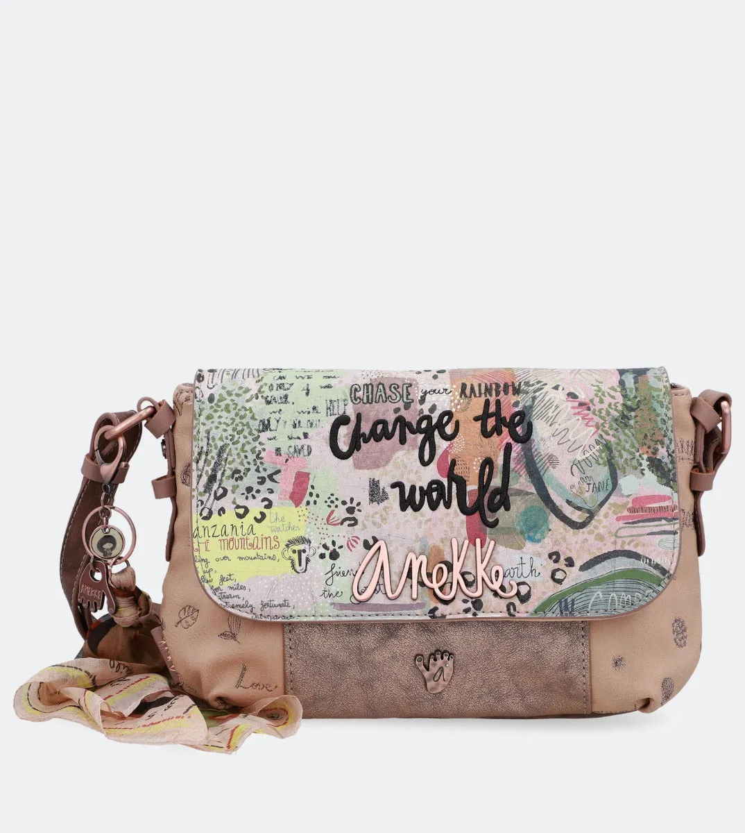 Nature crossbody bag with a flap