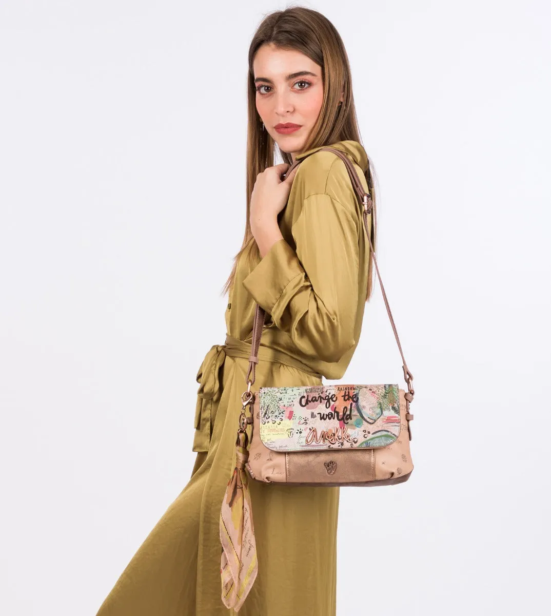 Nature crossbody bag with a flap