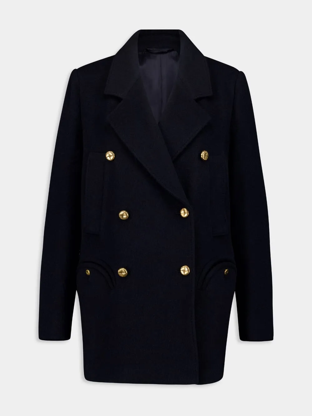 Navy Alpaca Wool Peacoat