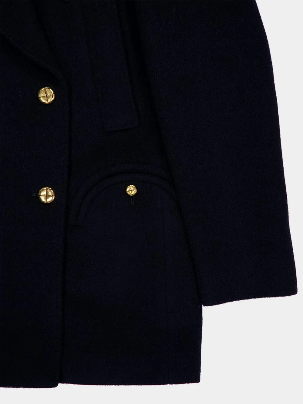 Navy Alpaca Wool Peacoat