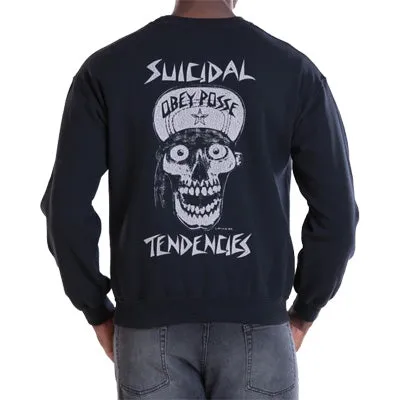 OBEY X SUICIDAL FLIP CAP SKULL PULLOVER // NAVY