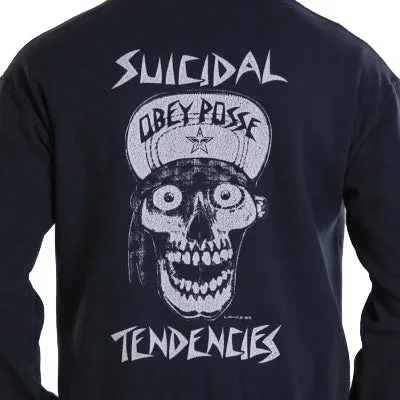 OBEY X SUICIDAL FLIP CAP SKULL PULLOVER // NAVY