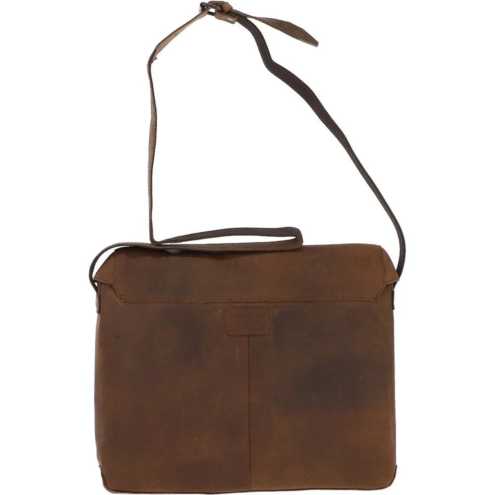 Oily Tan Leather Messenger Bag