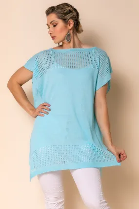 Pele Cotton Blend Poncho in Aqua Mist