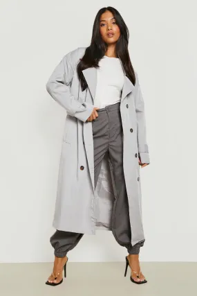 Petite Oversized Longline Utility Trench Coat