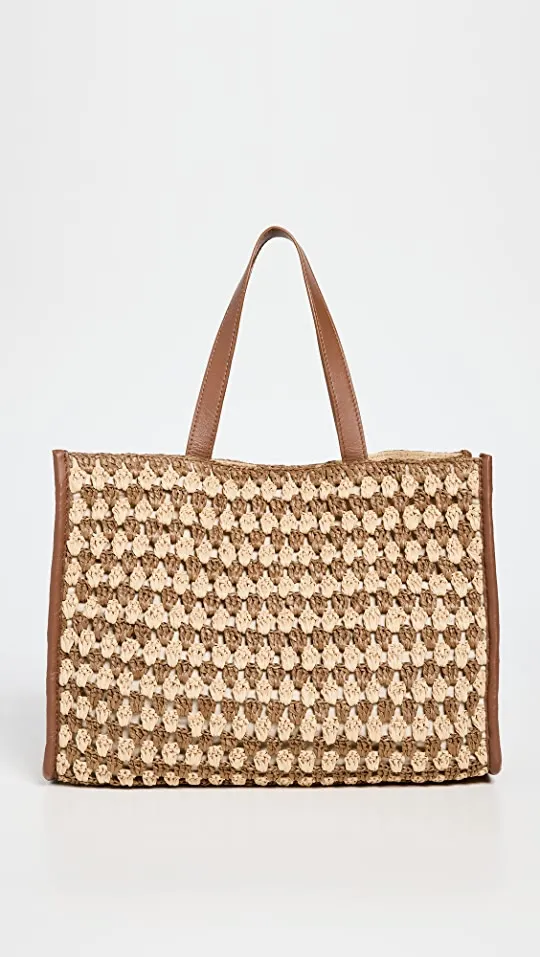 Pia Crochet Raffia Tote