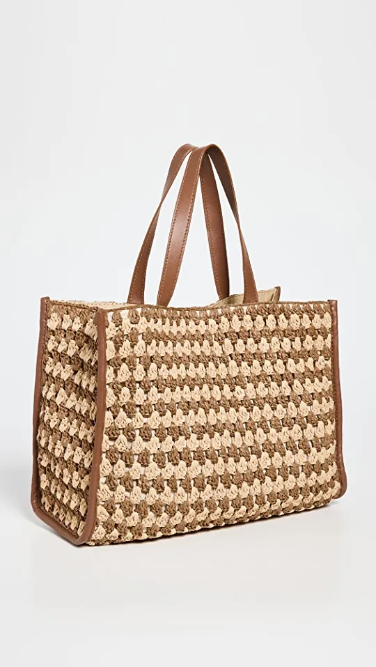 Pia Crochet Raffia Tote